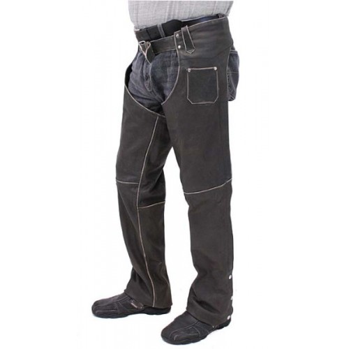2015 New fashion Vintage Brown Unisex Leather Chaps with Zipper Cover for mens
